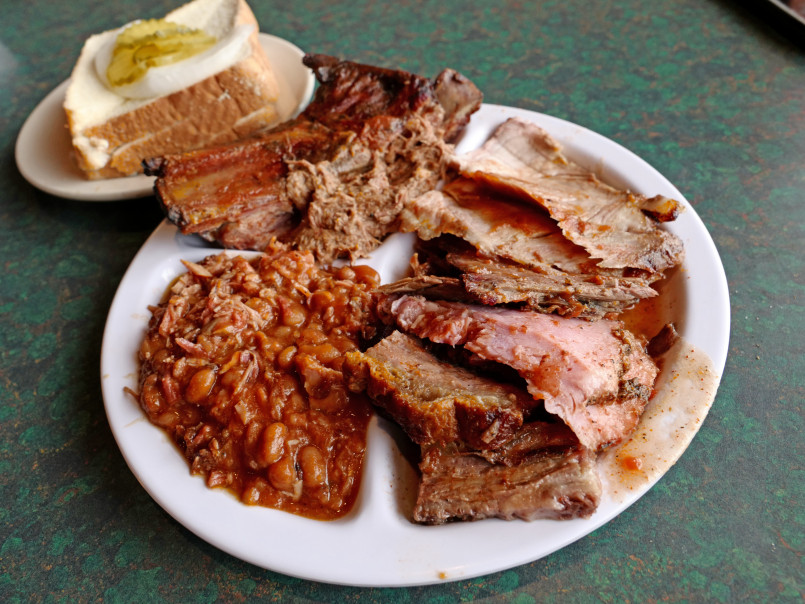 Kentucky mutton barbecue owensboro Sliced smoked mutton with dipping sauce at a Kentucky barbecue restaurant