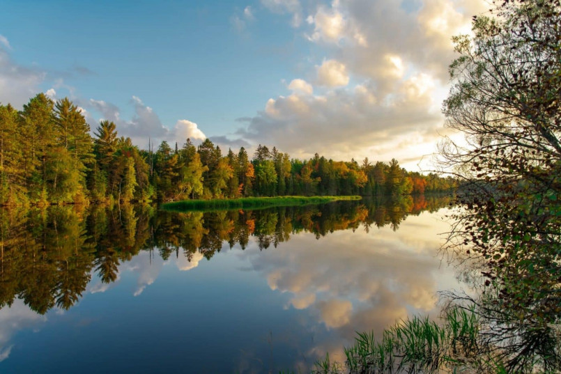 Wisconsin Northwoods lakes Lakeside cabin view in Wisconsin's Northwoods region