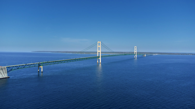 Mackinac bridge michigan The Mackinac Bridge connecting Michigan's Upper and Lower Peninsulas