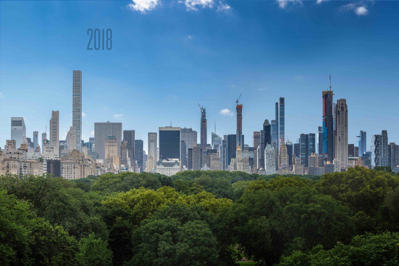 Manhattan skyline New York City Aerial view of Manhattan skyline with Central Park and skyscrapers