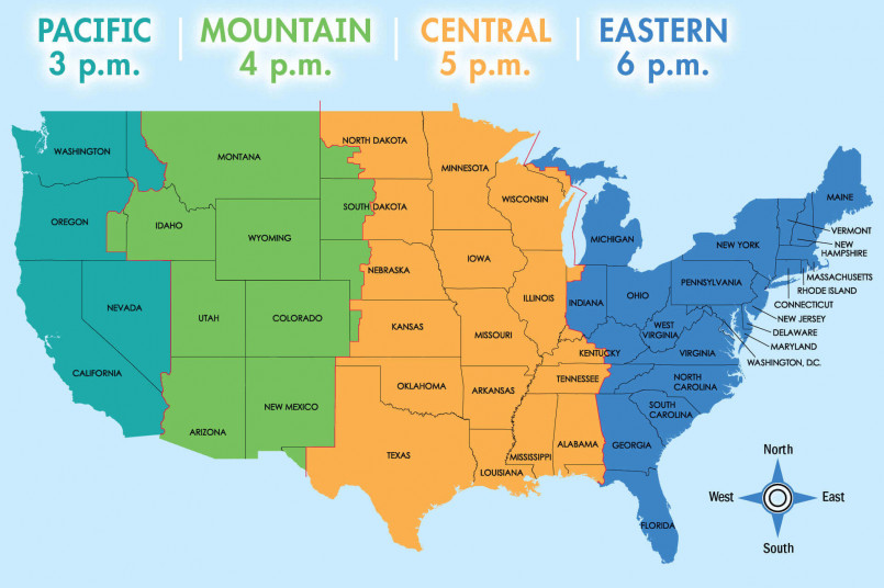 map of US time zones 7 US States With Multiple Time Zones: How They Function