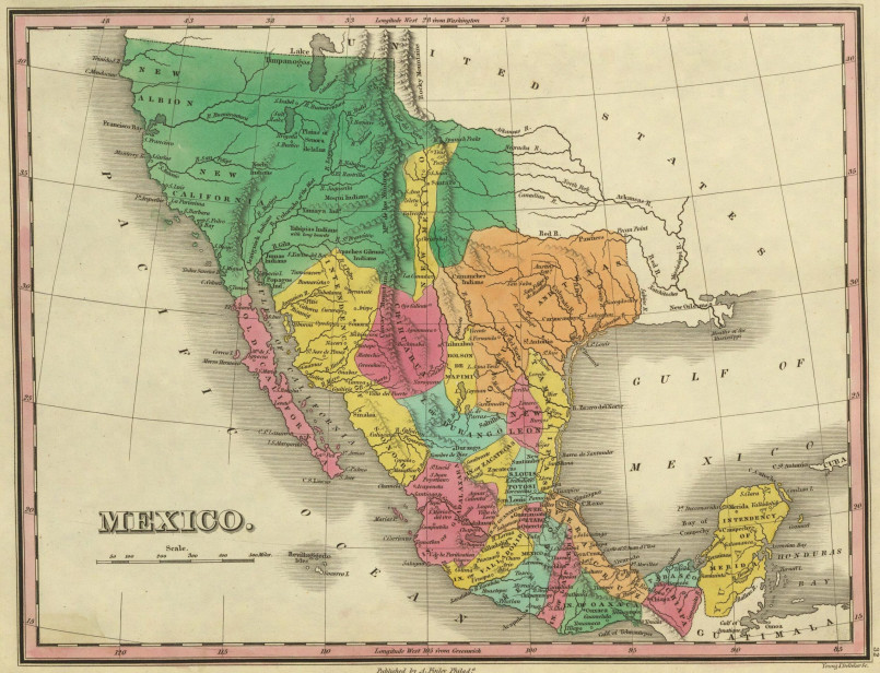 Mexican territory map 1821 Map showing the extent of Mexican territory in North America in 1821