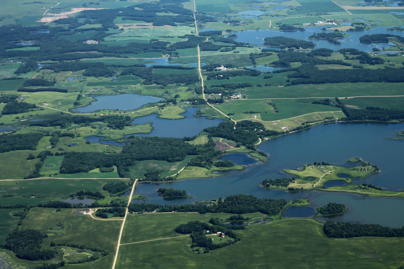 Minnesota lakes aerial view Aerial photograph showing the density of lakes in central Minnesota