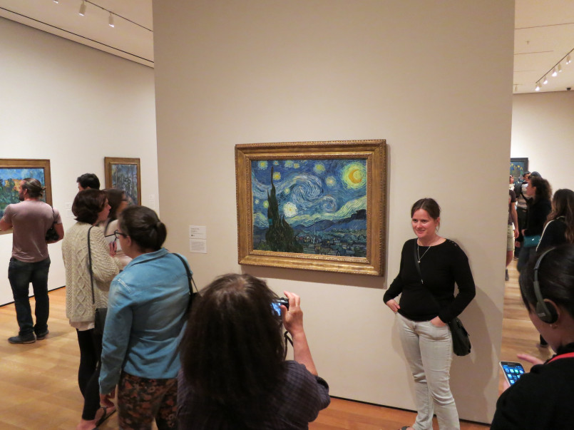 MoMA Starry Night Van Gogh Visitors admiring Vincent van Gogh's 'The Starry Night' at the Museum of Modern Art