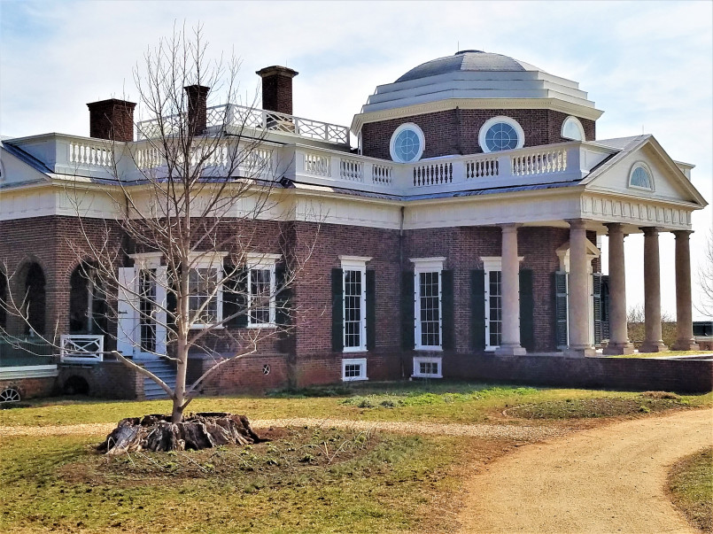 Thomas Jefferson's Monticello home with its distinctive dome architecture