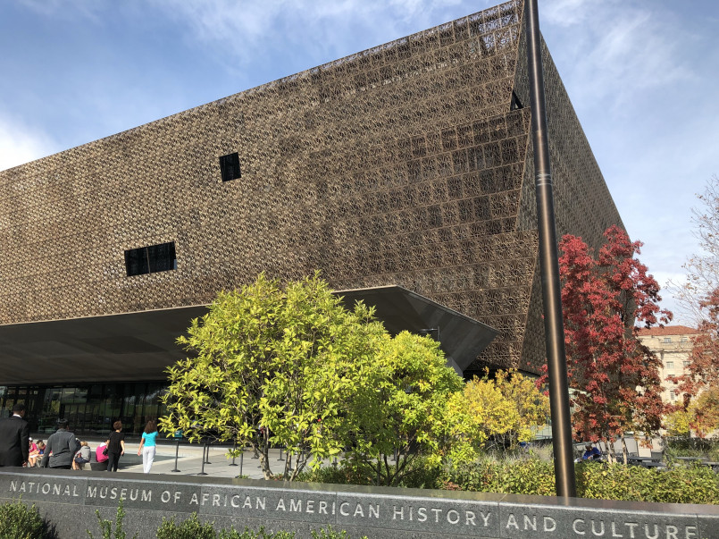 National Museum of African American History and Culture exterior The distinctive bronze-colored exterior of the National Museum of African American History and Culture