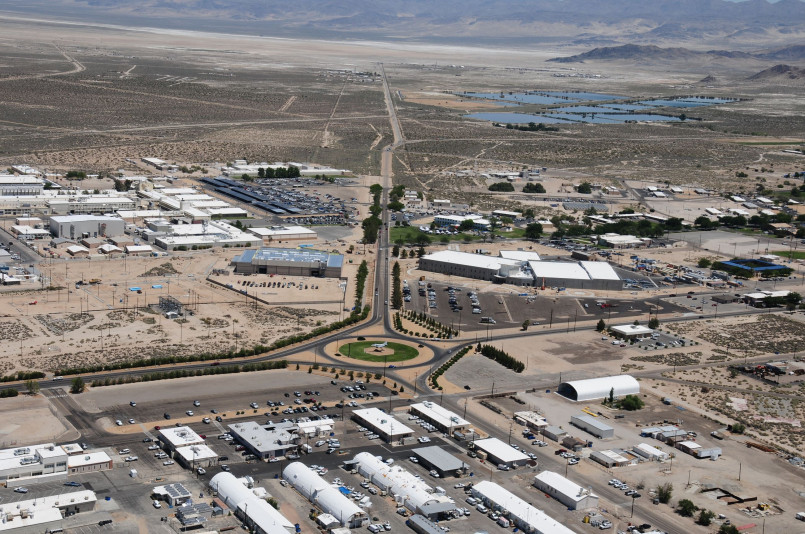 Desert landscape of Naval Air Weapons Station China Lake testing facility