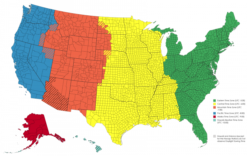 Nebraska time zone map Map showing the time zone boundary running through Nebraska state