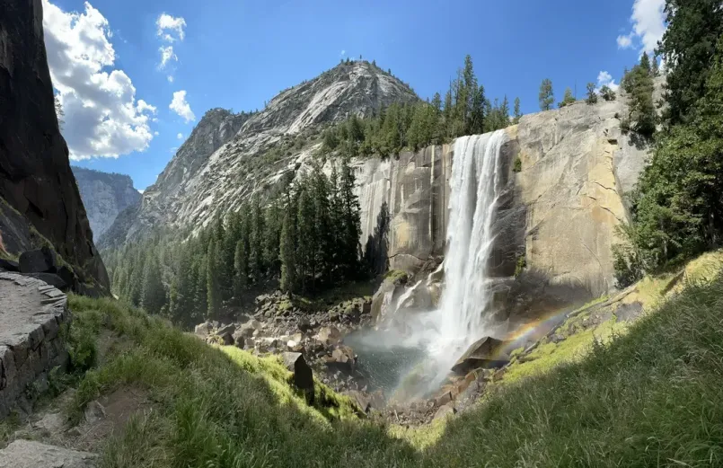 Nevada Fall with Liberty Cap granite formation visible in background