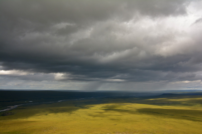 North Slope Borough Alaska tundra Vast Arctic tundra landscape stretching to the horizon with low vegetation and distant mountains
