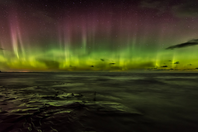 Northern Lights display over Headlands International Dark Sky Park in Michigan
