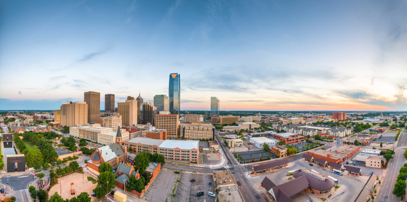 Oklahoma city downtown affordable living Modern Oklahoma City skyline with affordable housing developments