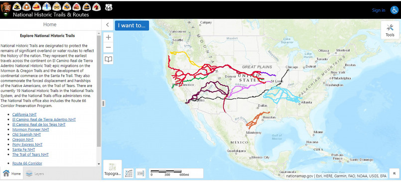 Historical map showing the complete route of the Oregon Trail from Missouri to Oregon