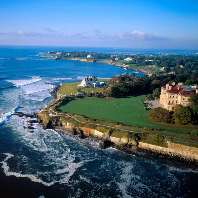 Ornate Newport mansions along the scenic Rhode Island coastline