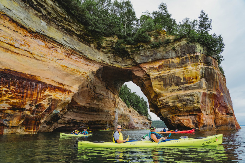 Pictured rocks national lakeshore michigan Colorful cliff formations at Pictured Rocks National Lakeshore in Michigan's Upper Peninsula