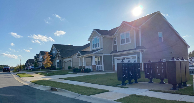 Quiet residential street with well-maintained single-family homes