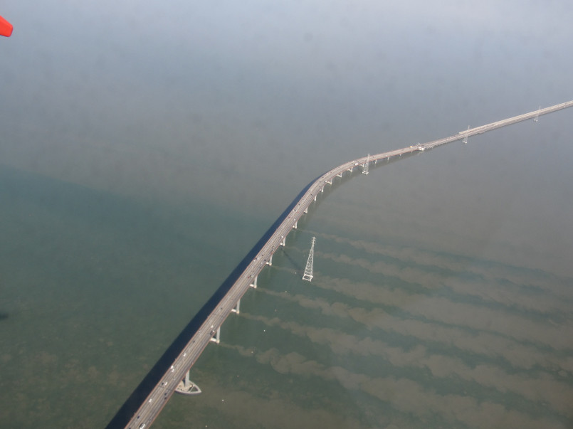 San Mateo Hayward Bridge San Francisco Bay San Mateo-Hayward Bridge spanning across San Francisco Bay with distinctive curved high-rise section