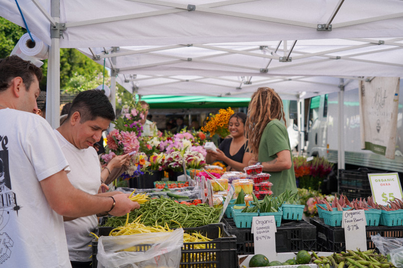 Santa monica farmers market california produce Colorful produce displays at Santa Monica Farmers Market