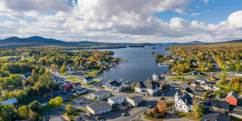 Moosehead Lake Maine Scenic view of Moosehead Lake in Maine with mountains in background