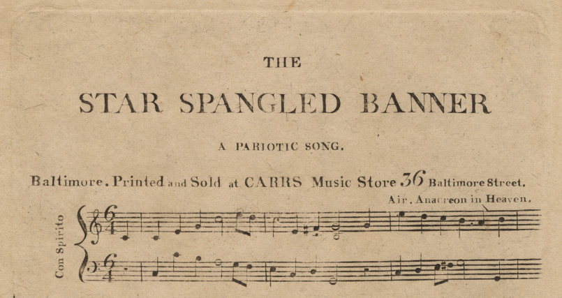 Sheet music Star Spangled Banner historical Early printed sheet music of The Star-Spangled Banner