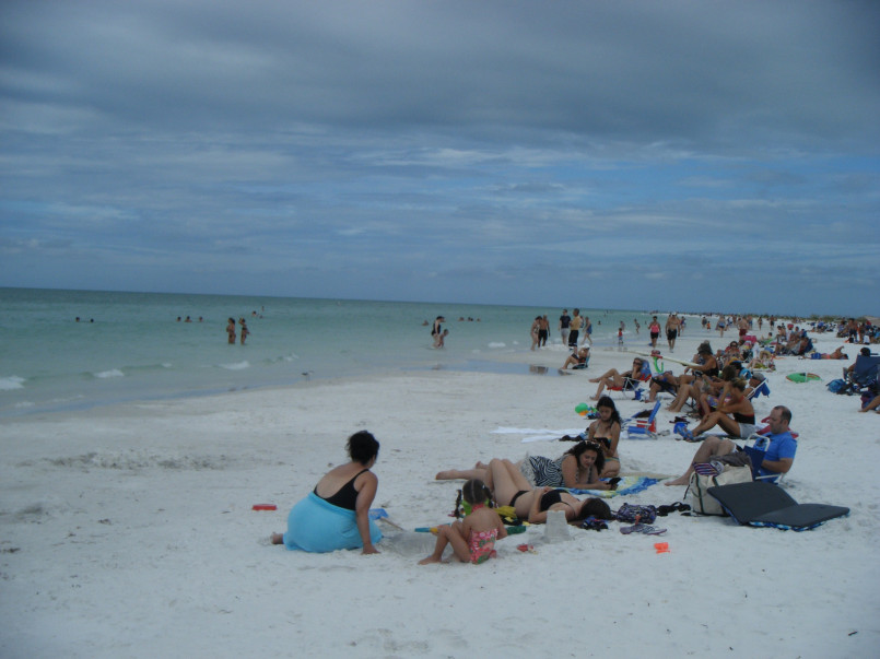 Powdery white sand beach at Siesta Key with aqua blue waters