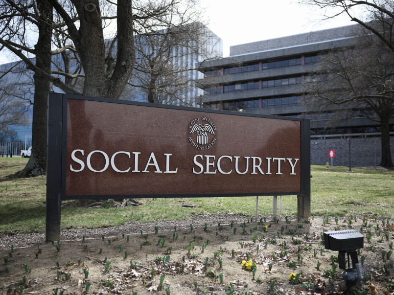 Social Security Administration headquarters building with American flag