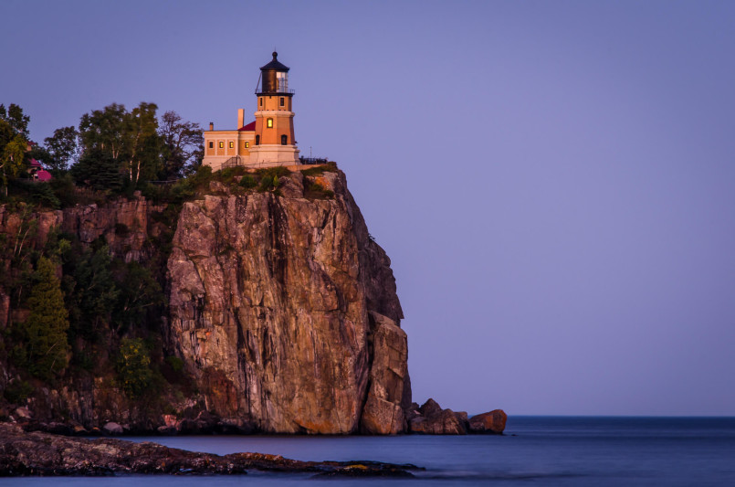 Split Rock Lighthouse Lake Superior cliff Minnesota Lighthouse perched on steep cliff above Lake Superior waters