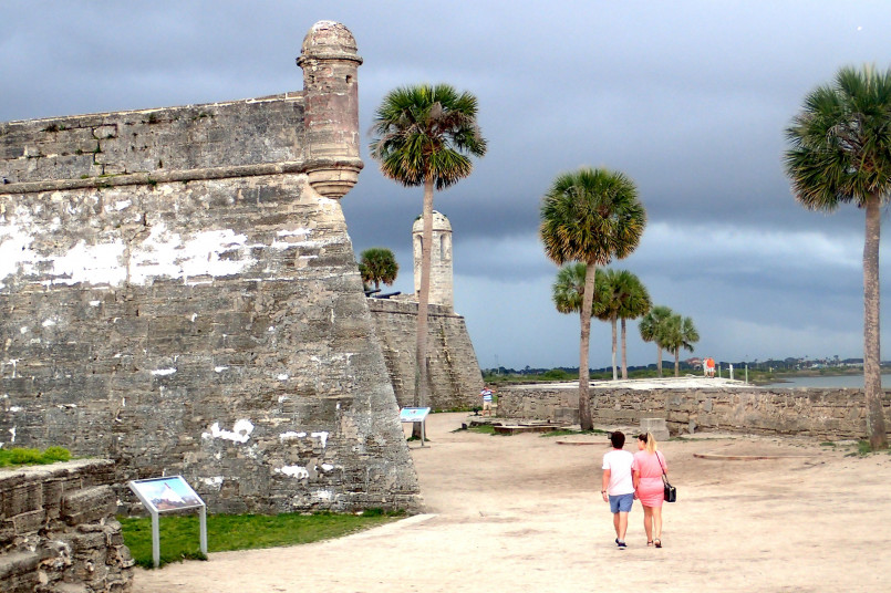 St. Augustine Florida Castillo de San Marcos The stone fortress Castillo de San Marcos in St. Augustine with coquina walls overlooking Matanzas Bay
