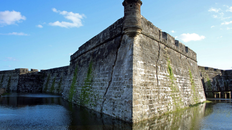 St Augustine Florida Castillo de San Marcos historic fort The stone walls and bastions of Castillo de San Marcos fort in St. Augustine