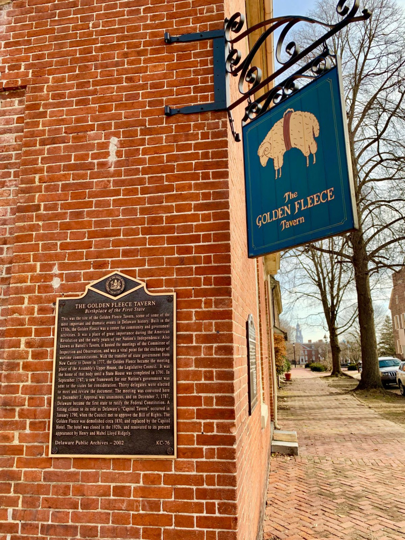 The Golden Fleece Tavern in Dover where Delaware delegates met before voting on ratification