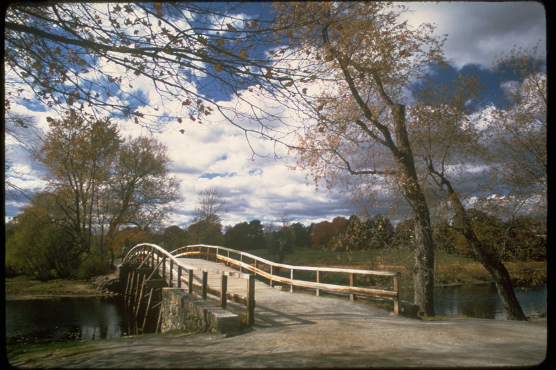 The historic North Bridge in Concord where colonial militia first stood their ground against British troops