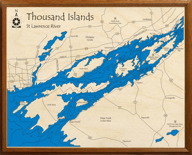 Thousand Islands Saint Lawrence River Aerial view of the Thousand Islands region in the Saint Lawrence River