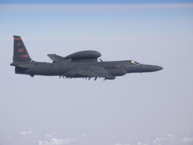 U-2 reconnaissance aircraft taking off from desert runway