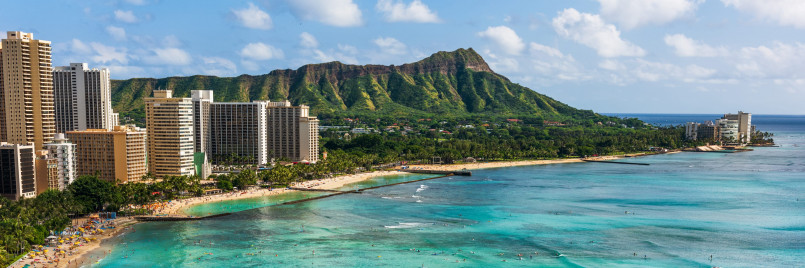 Waikiki Beach Hawaii Diamond Head Waikiki Beach with Diamond Head crater in the background and turquoise waters
