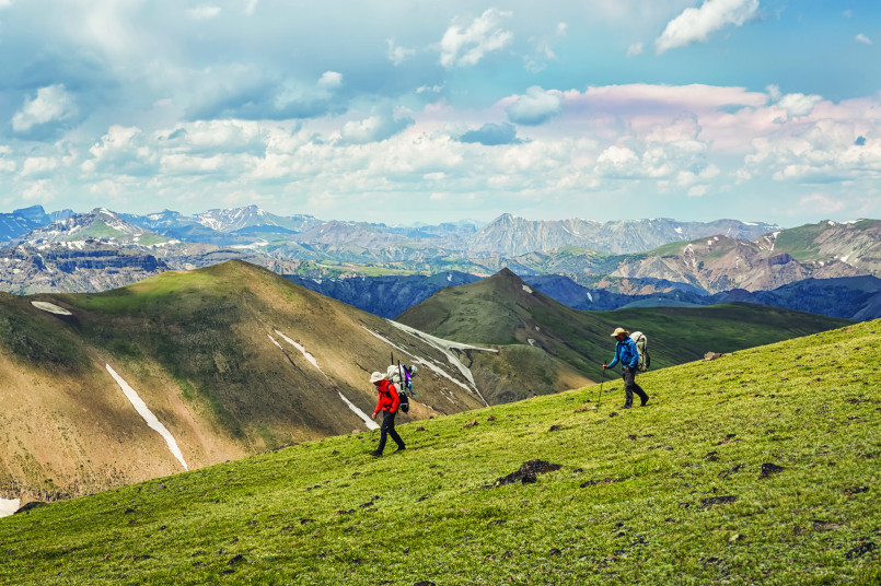 Yellowstone Thorofare wilderness valley Expansive mountain valley with winding river and dense forests in remote Thorofare region of Yellowstone